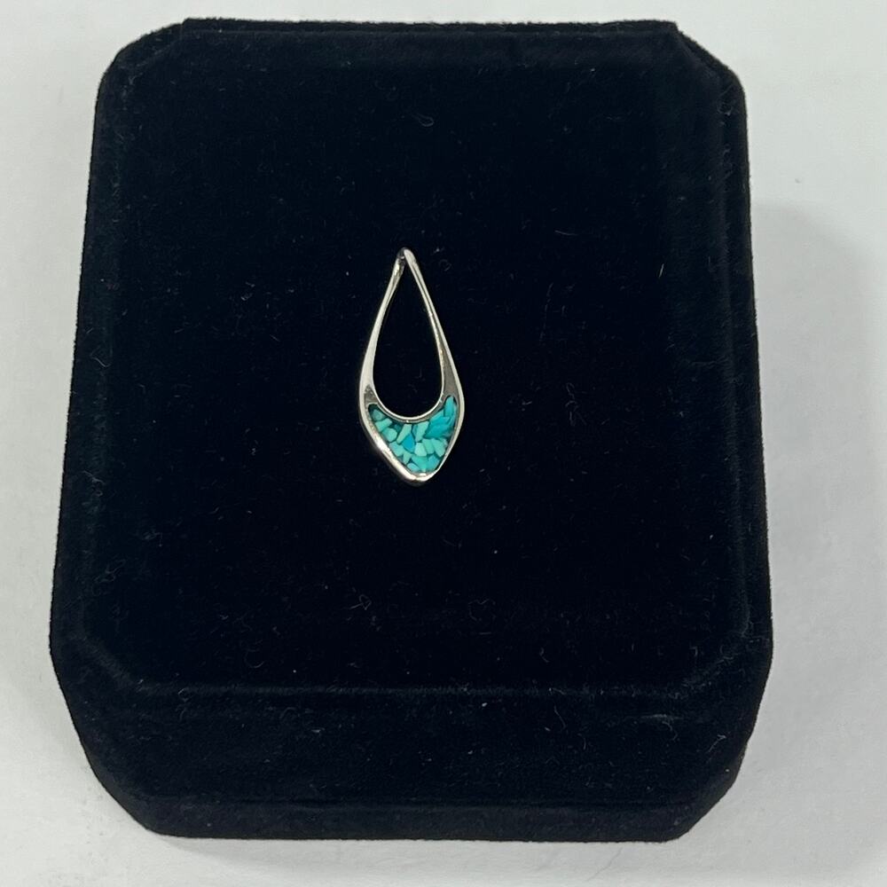 Turquoise Chip Inlay Sterling Silver Pendant